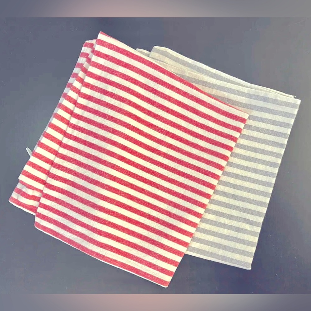 IKEA Margarita Pillow Covers Shams Red & Gray Stripes 20×20 Lot Of Two